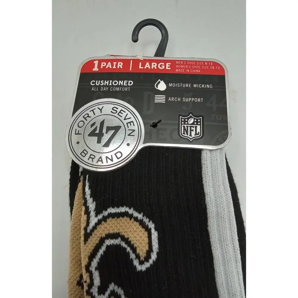 New Orleans Saints NFL '47 Brand Socks Size Large M 9-13, W 10-12